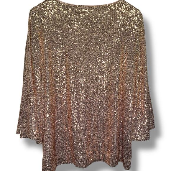 Chico's Top NWT Size 3 (XL) Ombré Party Rose Smoke Girl's Night Out Insta Glam - Picture 3 of 7